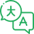 Icon of message bubbles with different language script written on it.