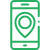 Icon of a mobile phone showing a location marker.